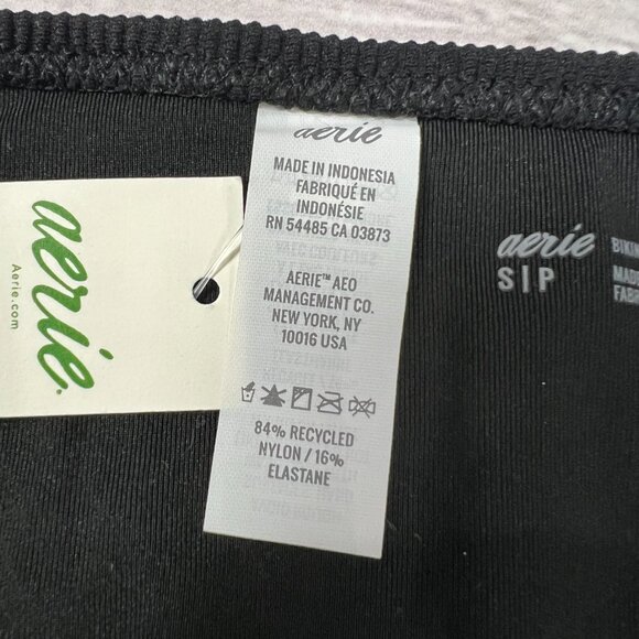 NEW Aerie Ribbed Full Coverage Bikini Bottom Size S Black NWT - Picture 7 of 7